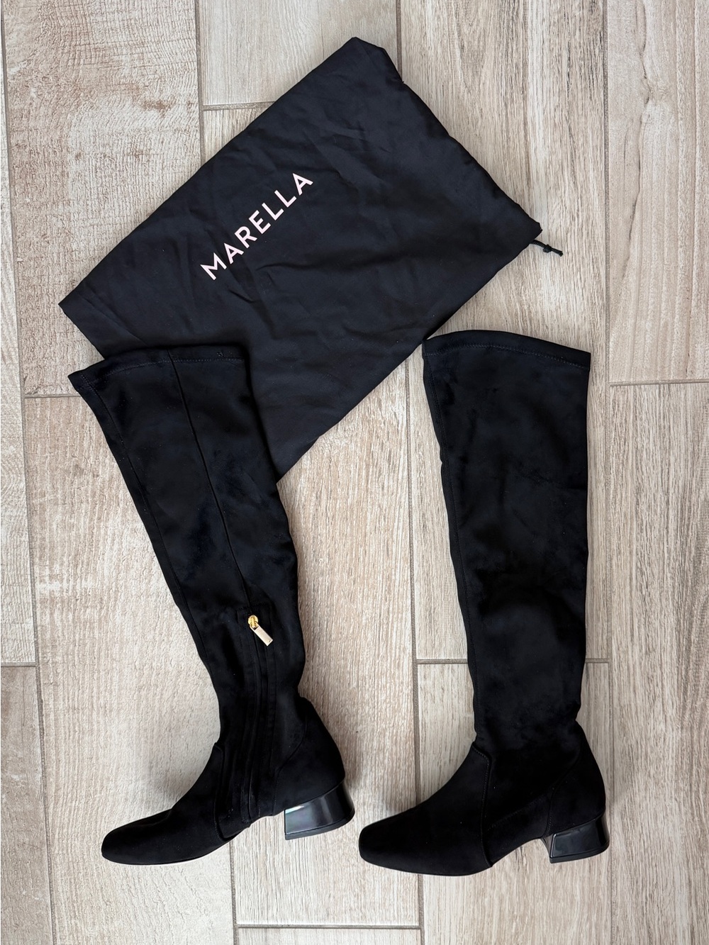 Marella Black Knee-High Suede Boots